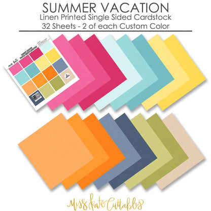 Bargain Bin - Summer Vacation - Linen-Printed Smooth Cardstock Single-Sided