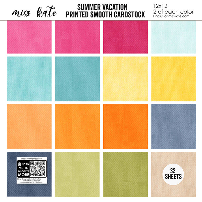 Bargain Bin - Summer Vacation - Linen-Printed Smooth Cardstock Single-Sided