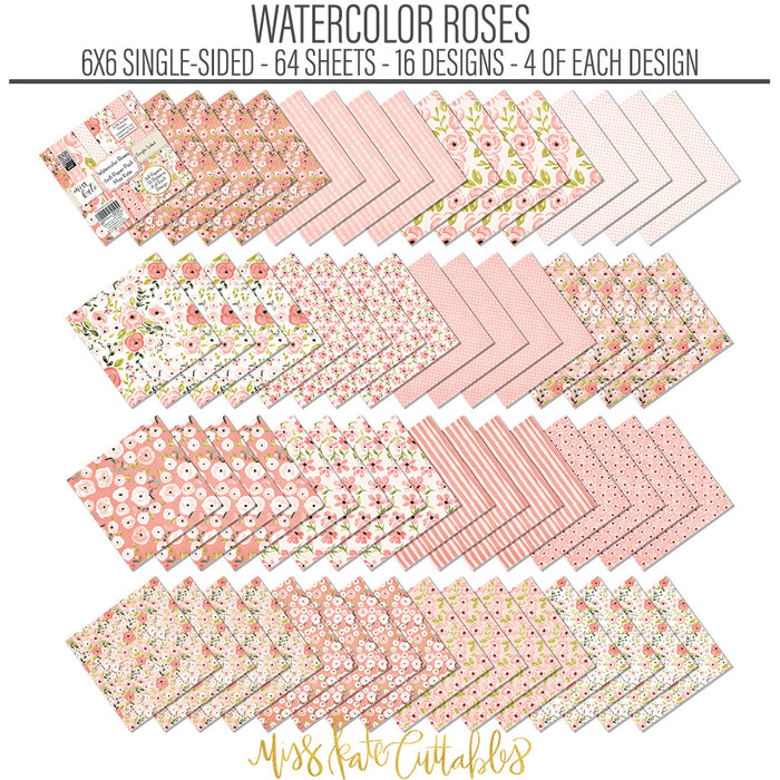 Bargain Bin - Watercolor Roses - 6x6 Paper Pack