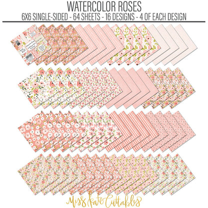 Bargain Bin - Watercolor Roses - 6x6 Paper Pack