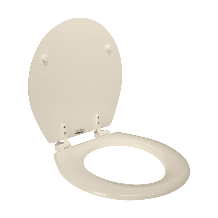 Bath Bliss Beveled Wood Standard Round Toilet Seat-Beige
