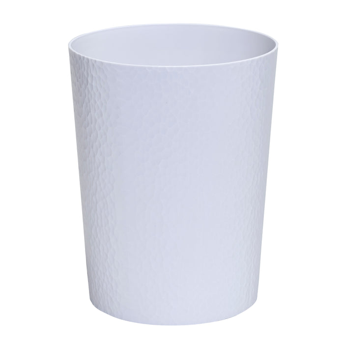 Bath Bliss Hammered Round Trash Bin-White