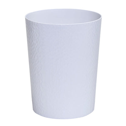 Bath Bliss Hammered Round Trash Bin-White