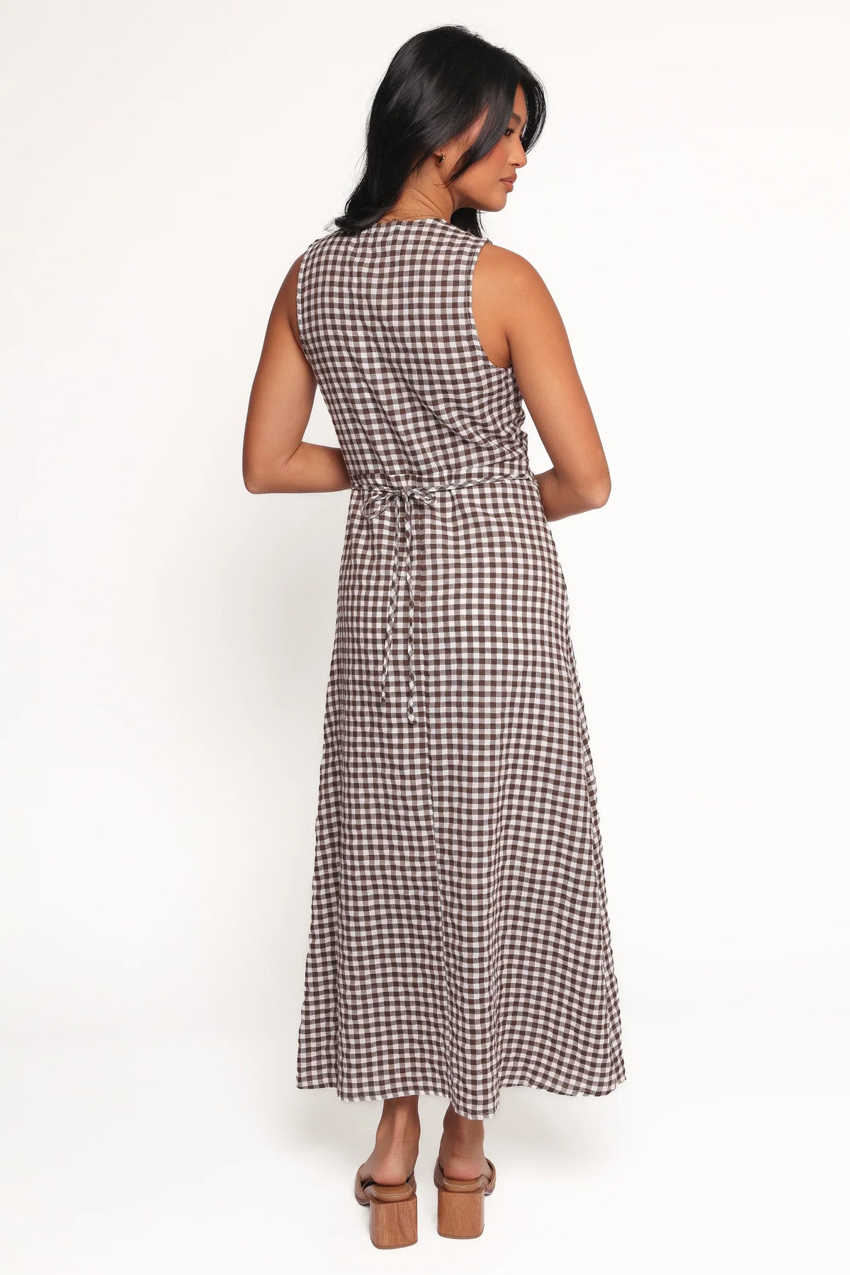 Queenie Midi Dress - Brown Gingham