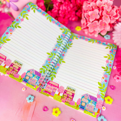 Interior of journal with bookshops and lined pages