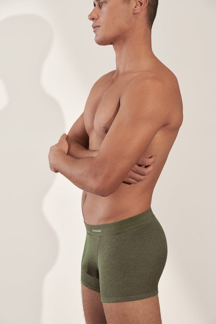 Boxer Brief in Organic Cotton Rib - Forest Stone.kin