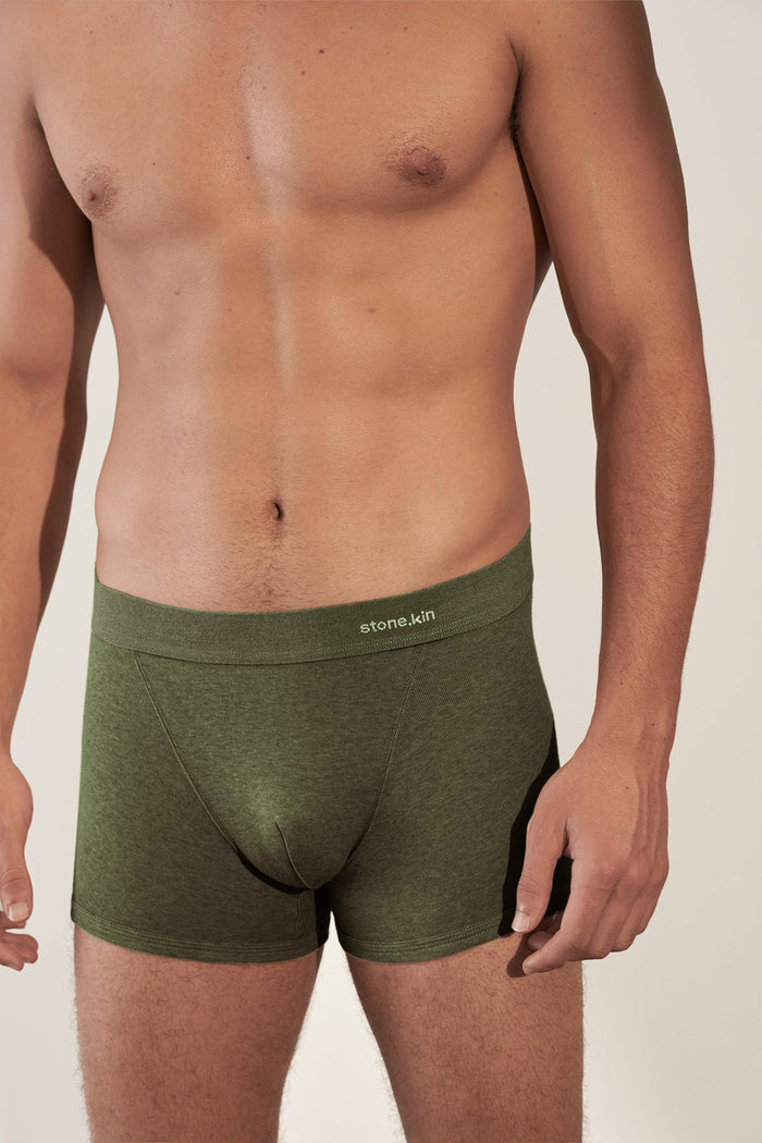 Boxer Brief in Organic Cotton Rib - Forest Stone.kin