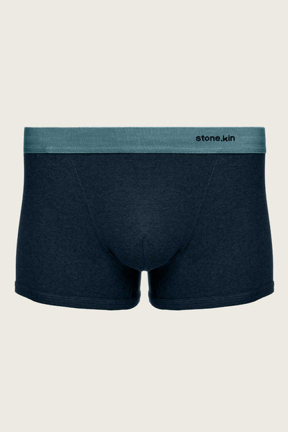 Boxer Brief in Organic Cotton Rib - Indigo & Lake Stone.kin