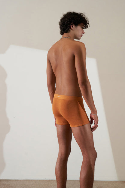 Stone.kin Men's Boxer Brief in Organic Cotton Rib - Papaya. Soft and Breathable Eco-Friendly Underwear. Stylish, Comfortable Fit for Everyday Wear. Premium Quality and Sustainable Choice for Men.
