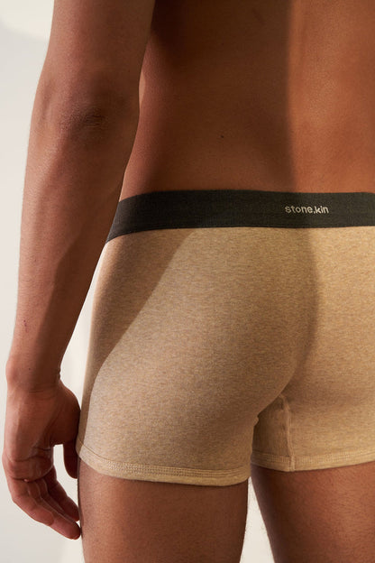 Boxer Brief in Organic Cotton Rib - Sand / Tar Stone.kin