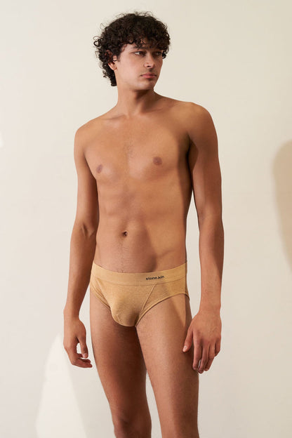 Brief in Organic Cotton Rib - Camel Stone.kin