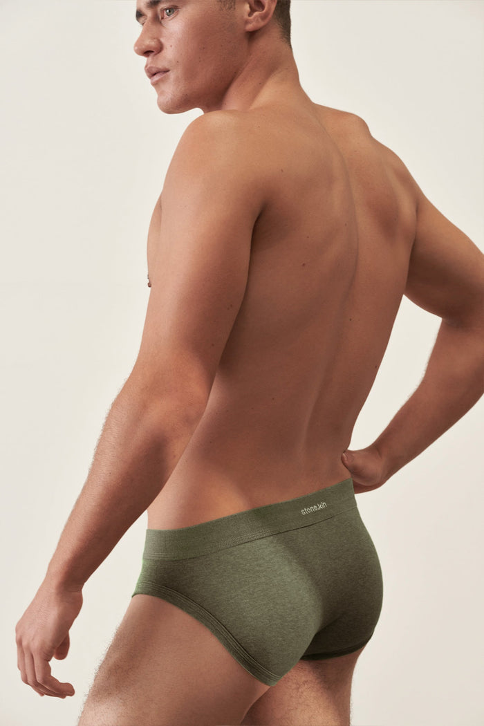 Brief in Organic Cotton Rib - Forest Stone.kin