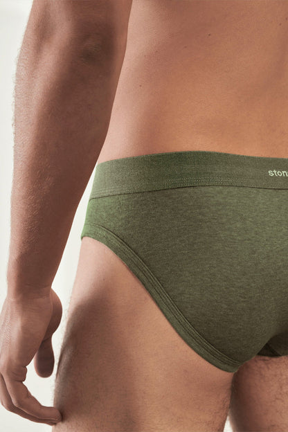 Brief in Organic Cotton Rib - Forest Stone.kin