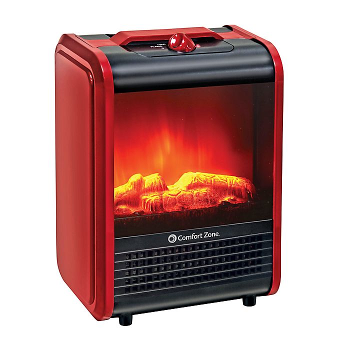 Comfort Zone Ceramic Electric Fireplace Stove Fan-Forced Heater - Red