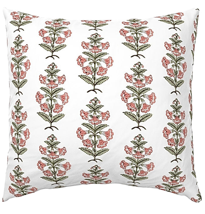 22x22 / Peachy Pink with Light Sage Leaves