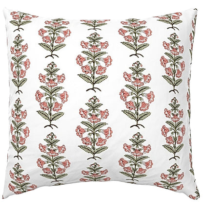 22x22 / Peachy Pink with Light Sage Leaves