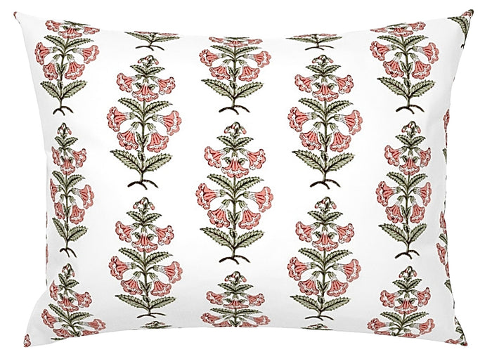 16x24 Oversized Lumbar / Peachy Pink with Light Sage Leaves