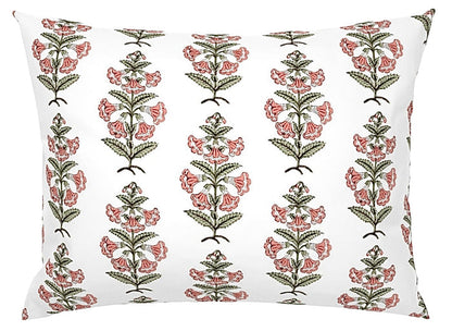 16x24 Oversized Lumbar / Peachy Pink with Light Sage Leaves