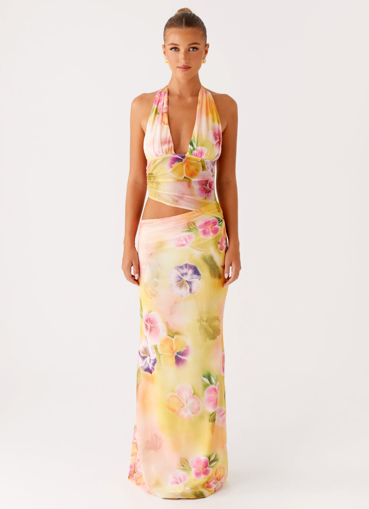 Main Act Halter Maxi Dress - Sunburst Floral