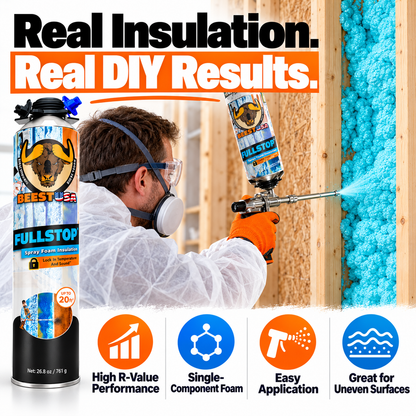 BEEST FullStop™ Spray Foam Insulation Kit – High R-Value, Air Sealing & Sound Control for Walls, Attics & Garages