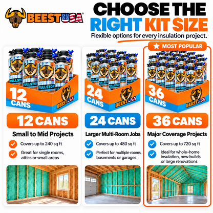 BEEST FullStop™ Spray Foam Insulation Kit – High R-Value, Air Sealing & Sound Control for Walls, Attics & Garages