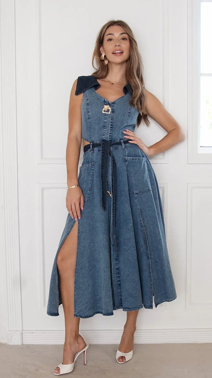 Althea Denim Midi Dress