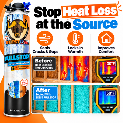 BEEST FullStop™ Spray Foam Insulation Kit – High R-Value, Air Sealing & Sound Control for Walls, Attics & Garages