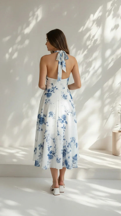 Maribel Floral Halter Midi Dress
