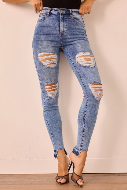 Easy Does It Crop Jeans - Washed Blue
