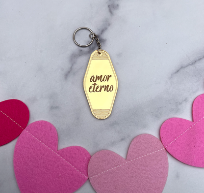 Gold Mirrored Amor Eterno Hotel Keychain