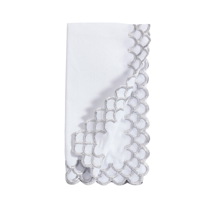 Gold Scalloped Edge Embroidered Napkin - Set of 4