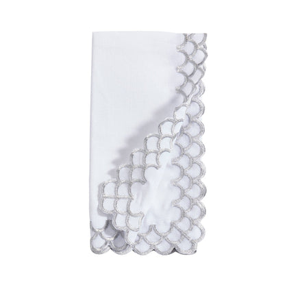 Gold Scalloped Edge Embroidered Napkin - Set of 4