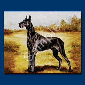 Great Dane Black Blank Note Cards