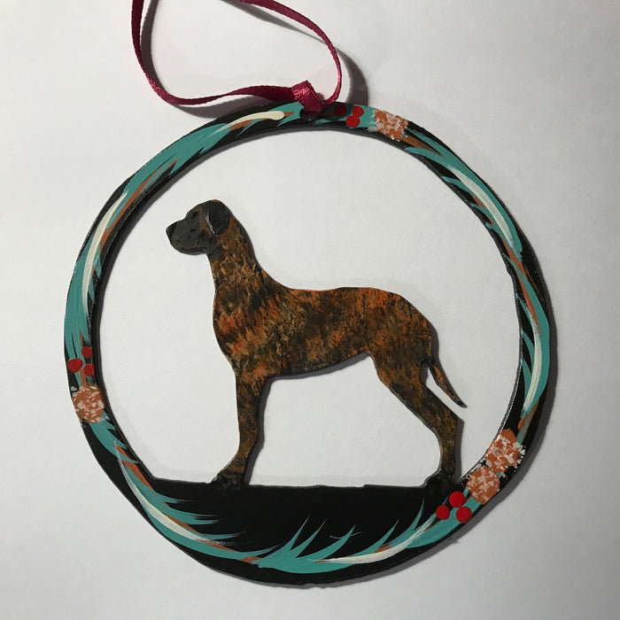 Hand Painted Great Dane Metal Ornament - Brindle