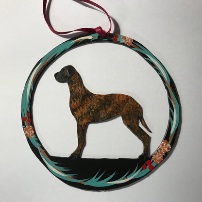 Hand Painted Great Dane Metal Ornament - Brindle