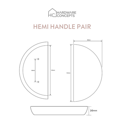 Hemi Pebble Marble Handle PAIR
