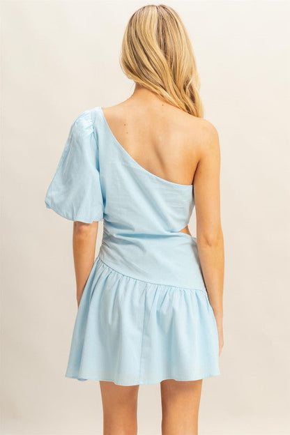 Flirty Moment One Shoulder Cutout Mini Dress