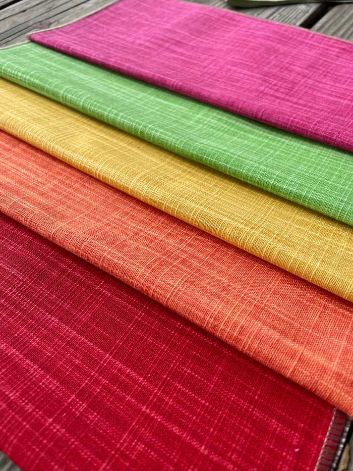 Linen Textured Cotton Solid Pillow Cover / Rainbow Brights - Annabel Bleu