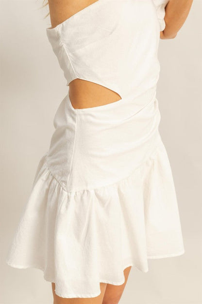 Flirty Moment One Shoulder Cutout Mini Dress