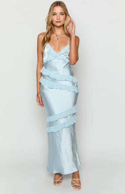 Inara Blue Ruffle Prom Dress