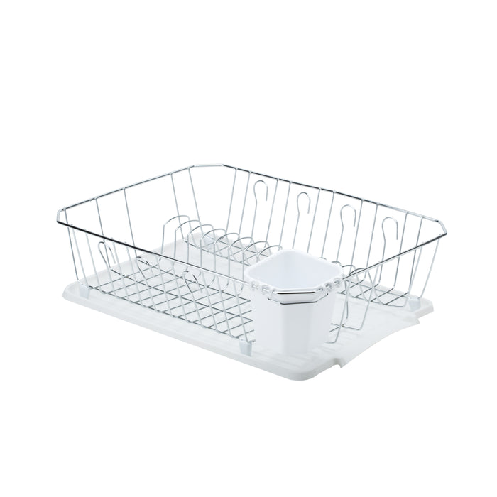 Kitchen Details Chrome 3 Piece Set Dish Rack in White