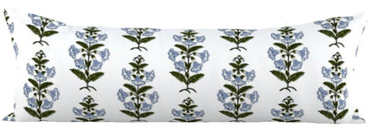 13x36 Extra Long Lumbar / Light Blue with Green Leaves