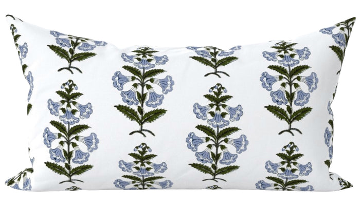 12x18 Lumbar / Light Blue with Green Leaves