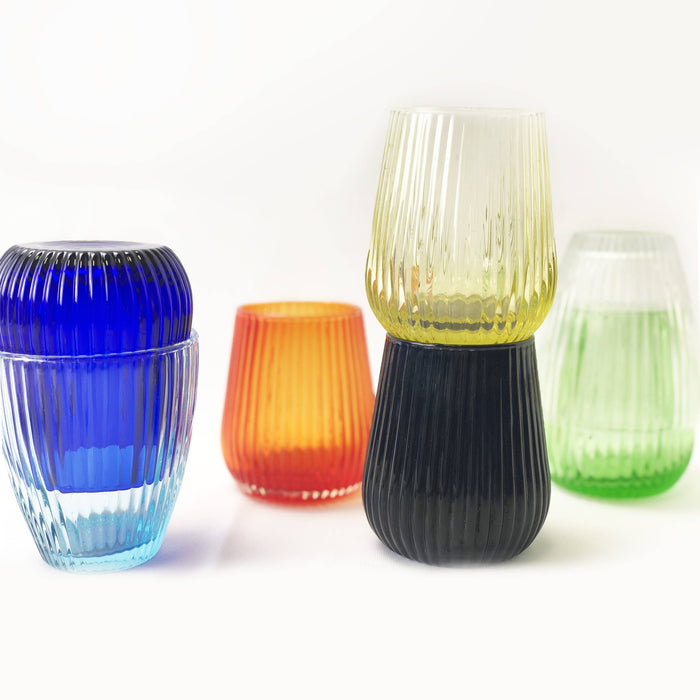 LINE COLORED GLASS LIGHT BLUE- Set of 6