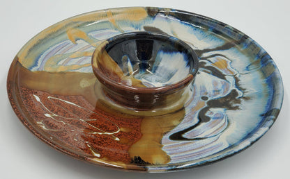 Liscom Hill Pottery - Black and Blue Landscape Chip and Dip