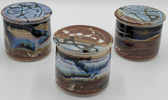 Liscom Hill Pottery - Black and Blue Landscape French Butter Dish