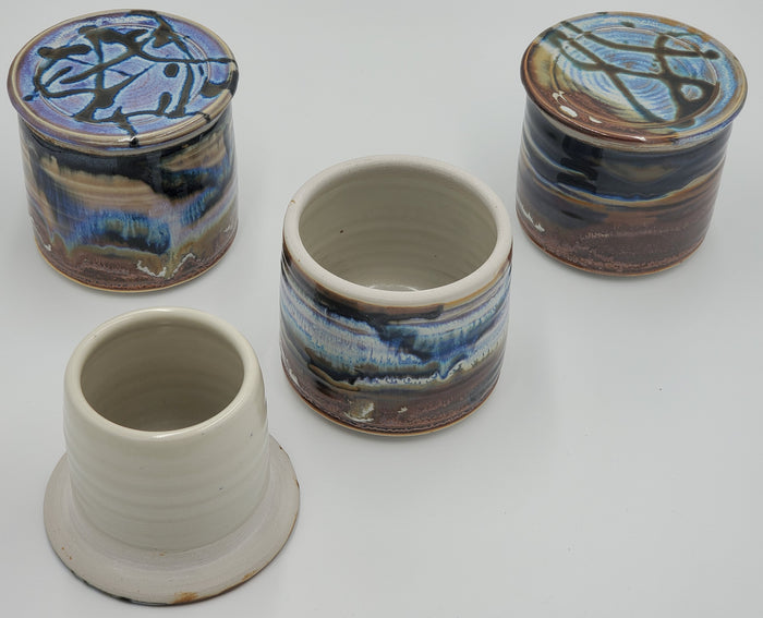 Liscom Hill Pottery - Black and Blue Landscape French Butter Dish