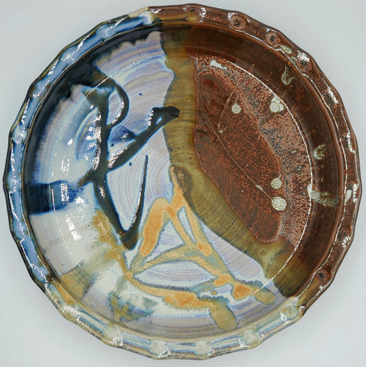 Liscom Hill Pottery - Black and Blue Landscape Pie Plate