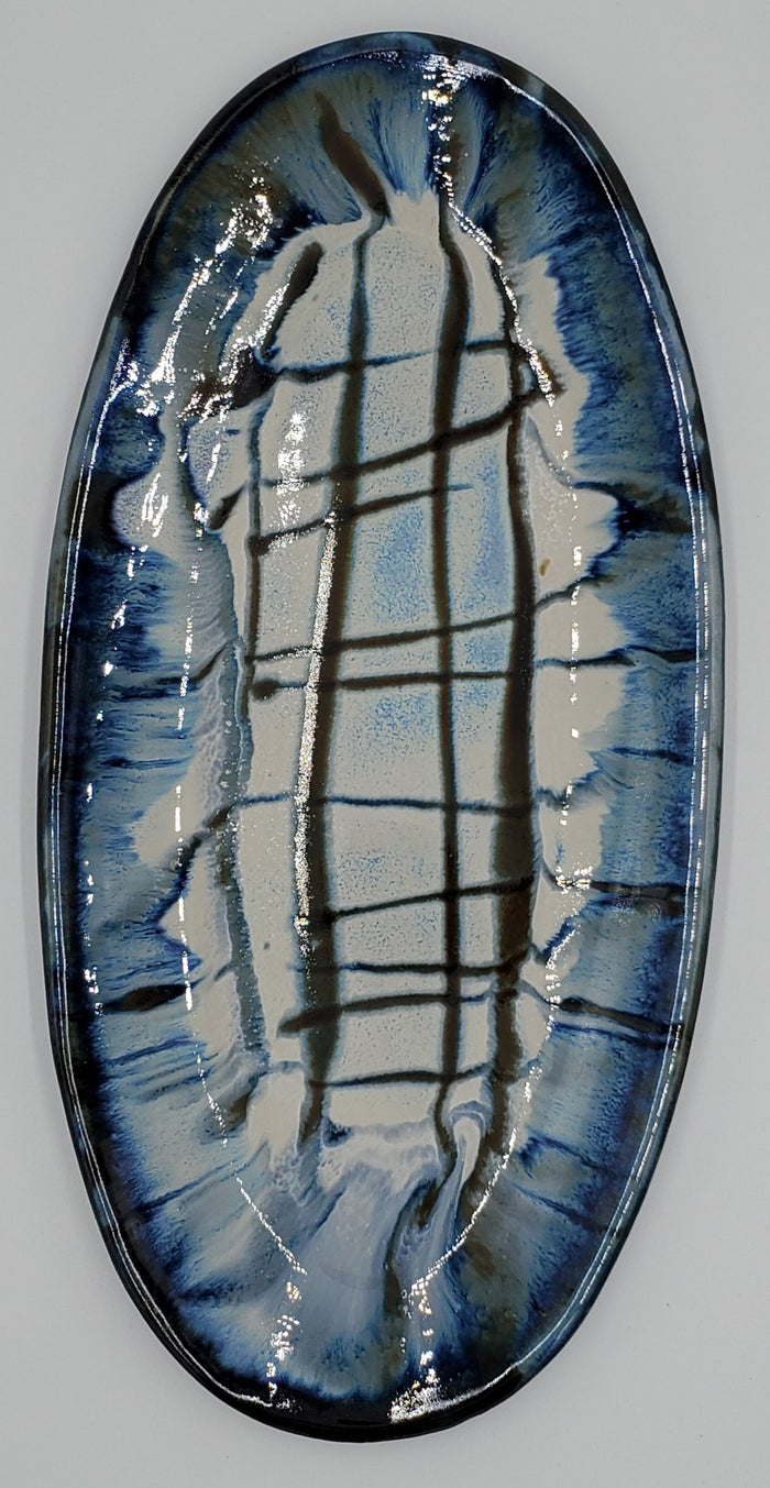 Liscom Hill Pottery - Black and Blue Oval Serving Platter