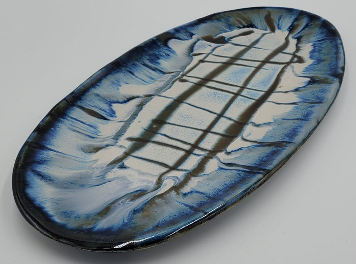 Liscom Hill Pottery - Black and Blue Oval Serving Platter